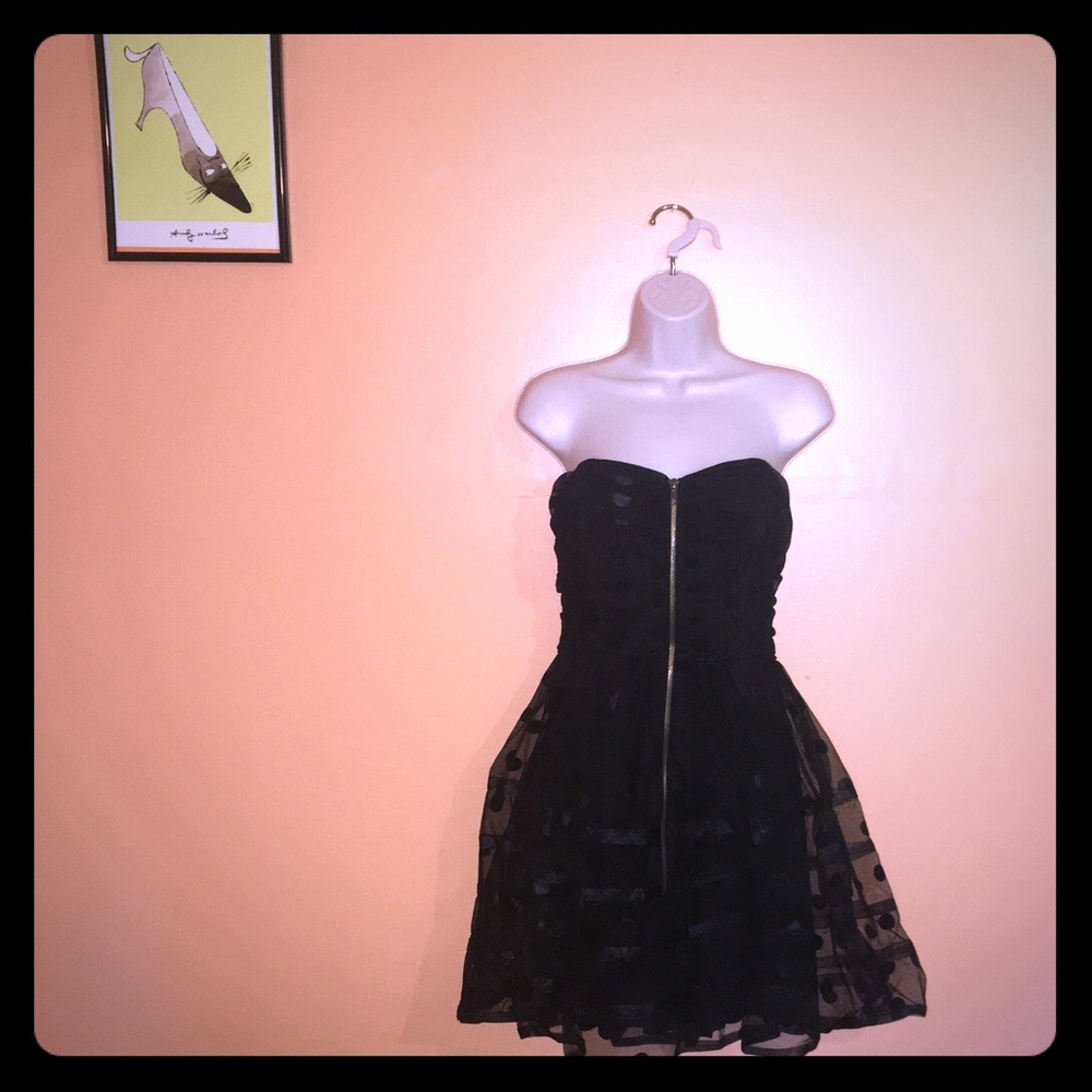 Black Corset Polka Dot Party Dress